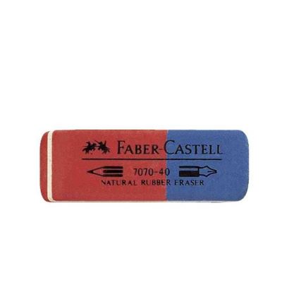 Faber-Castell Lot de 3 Gommes en caoutchouc-combiné 7070-40, rouge / bleu