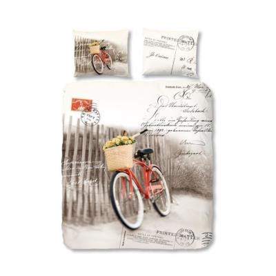 GOOD MORNING Parure de couette Red Bicycle 100% coton - 1 housse de couette 200x200cm + 2 taies d'oreiller 60x70cm multicolore