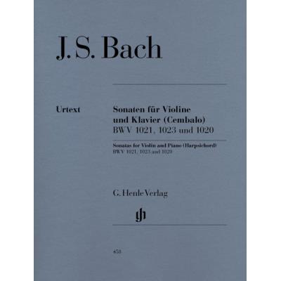 Partitions classique HENLE VERLAG BACH J.S. - THREE SONATAS FOR VIOLIN AND PIANO (HARPSICHORD) BWV 1020, 1021,1023 Violon