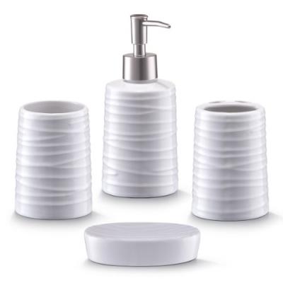 Zeller 18266 ensemble d'accessoires de bain en céramique, blanc, 4 pièces