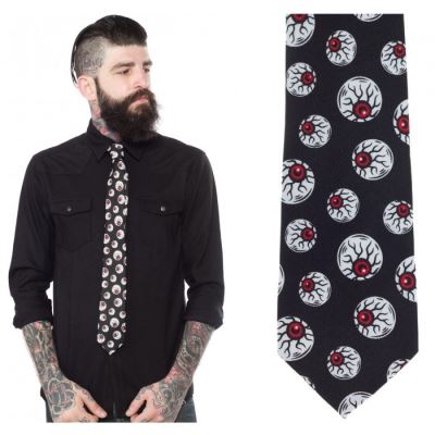 cravate noir homme oeil rouge kustom eyes rock roll