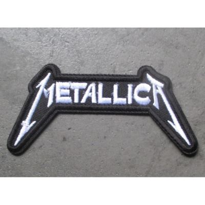 patch groupe hard rock metallica 9.5x5 cm noir et blanc écusson thermocollant pour veste blouson