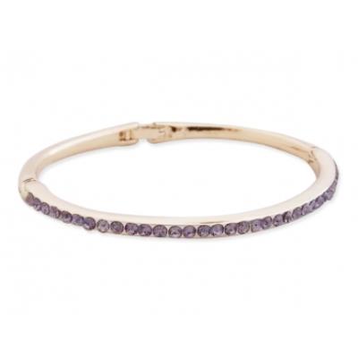Bracelet doré avec ligne de strass mauves bijou fantaisie pas cher