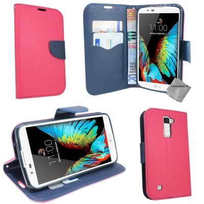 Housse etui coque pochette portefeuille pour LG K10 - ROSE / BLEU