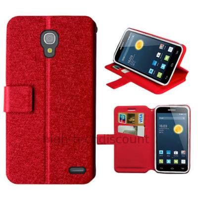Housse etui coque pochette portefeuille pour Alcatel One Touch Pop 2 (4.5) 5042  - ROUGE