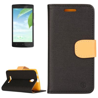 Coque Housse Cuir PU Effet Tissus Lenovo A2010 Noir