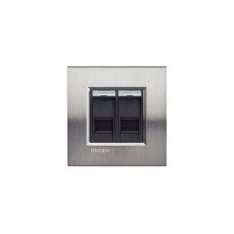 Plaque 2 Modules Bticino Living Light Acier Brossé Carré - 1