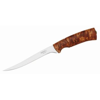 Helle 67515 couteau à filet manche bouleau etui cuir marron avec passant ceinture