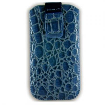 Etui pouch immitation crocodile bleu taille iPhone 5s