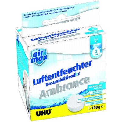 Uhu 50375 pack comprenant 2 tablettes de recharges pour déshumidificateur air max ambiance senteur blue sky 100 g