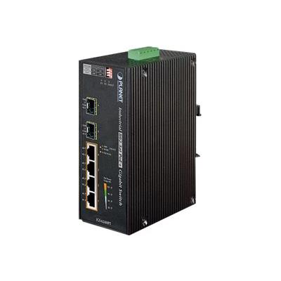 PLANET IGS-624HPT - switch - 6 poorten - monteerbaar op DIN-rails, wandbevestiging