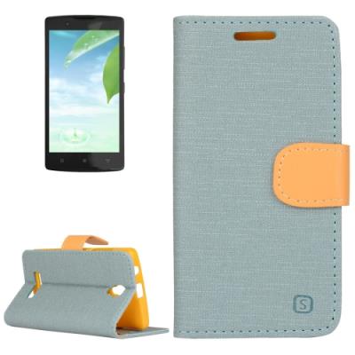 Coque Housse Cuir PU Effet Tissus Lenovo A2010 Bleu