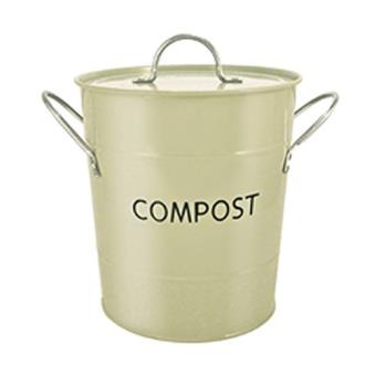 Seau à Compost Vert Sauge 3 Litres - Avec Doublure Amovible Et Couvercle Joint - Design Rétro Pour Cuisine