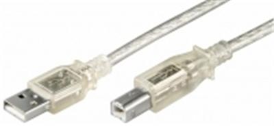 CABLE A/B USB 2.0 HiSpeed (Mâle/Mâle) - 5 m TRANSPARENT