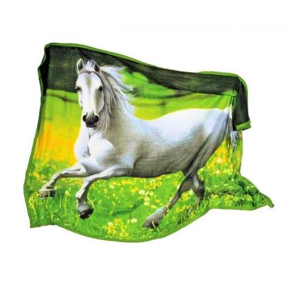 Belle couverture / Plaid polaire - Modèle cheval - 160 x 130 cm