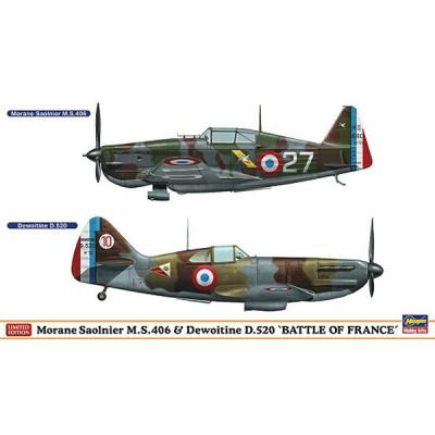 Hasegawa - Maquette Avion : M.saulnier Ms406 & Dewoitine D520
