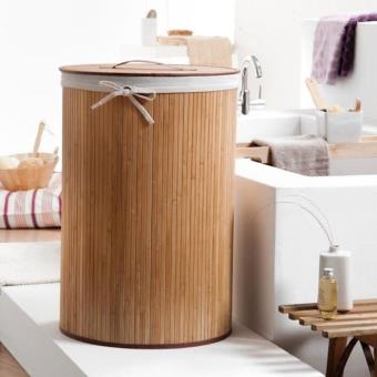 Panier A Linge Rond En Bambou Naturel Achat Prix Fnac