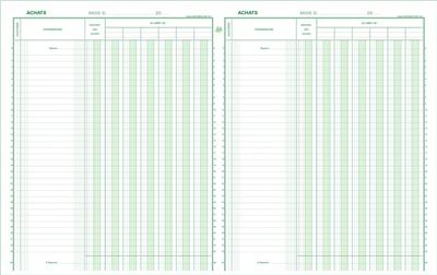 Piqûre Exacompta Achats 32x25cm vertical 6D/6C 33 lignes 80p