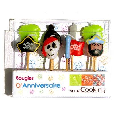 ScrapCooking® - Bougies à piquer - Pirates : Lot de 8