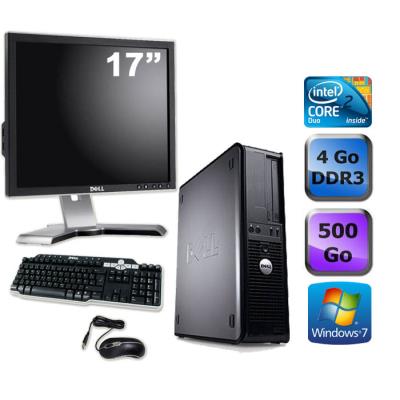 Ordinateur Dell Optiplex 380 Desktop + Ecran 17'' - Gris - Intel Core 2 Duo E7500 / 2.93 GHz - RAM 4 Go - HDD 500 Go - DVD - Gigabit Ethernet - Window