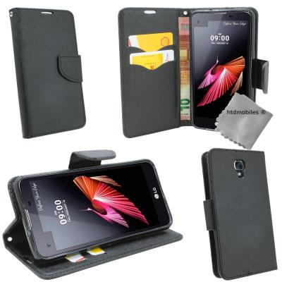 Housse etui coque pochette portefeuille pour LG X Screen - NOIR / NOIR