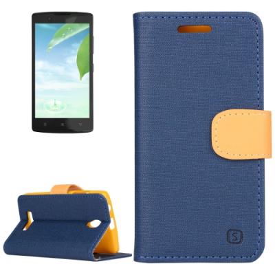 Coque Housse Cuir PU Effet Tissus Lenovo A2010 Bleu Foncé