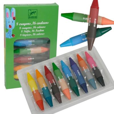 8 Crayons de cire Pastels Djeco 16 couleurs pour Enfants 3 ans +