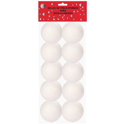 Sac 10 boules Porespan blanches 30 mm