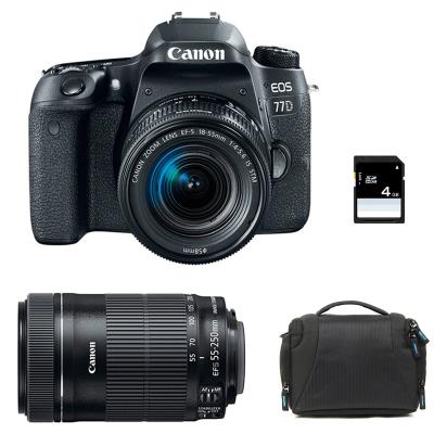 CANON eos 77d + 18-55 is stm + 55-250 is stm + sac + sd 4go