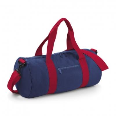Sac de voyage toile - 20 L - Varsity Barrel Bag - BG140 - bleu marine et rouge