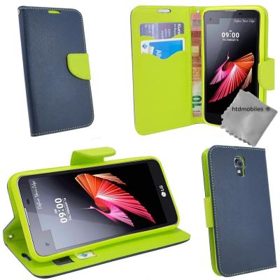 Housse etui coque pochette portefeuille pour LG X Screen - BLEU / VERT