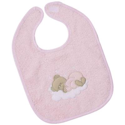 Easy baby bavoir avec attache en velcro motif ourson endormi rose