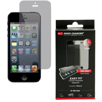 EASYFIT - 2 Films ultra résitants et applicateur pour iPhone 5 Swiss Charger SCP51001