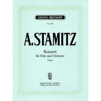 Partitions classique EDITION BREITKOPF STAMITZ ANTON - FLOTENKONZERT D-DUR - FLUTE, ORCHESTRA Flûte traversière