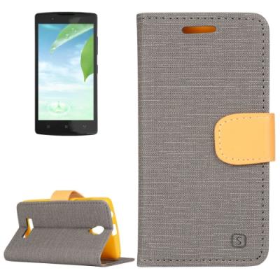 Coque Housse Cuir PU Effet Tissus Lenovo A2010 Gris