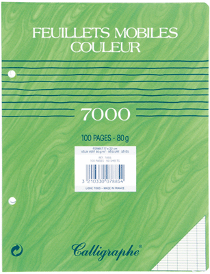 Clairefontaine - Feuille Mobile Vert 17x22 Seyes 80g - Sachet De 50
