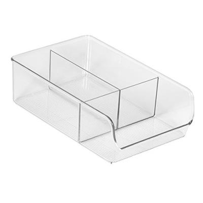 Interdesign linus, conteneur de stockage pour cuisine, cellier, réfrigérateur, congélateur - 3 compartiments, transparent