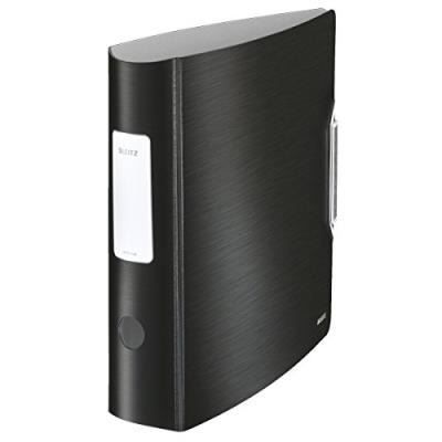 Leitz Classeur Active Style, 180 Degrs, 80 Mm, Satin Noir Format A4, Dos Arrondi, En Pp, Surface Brosse, Intrieur Argent, Av