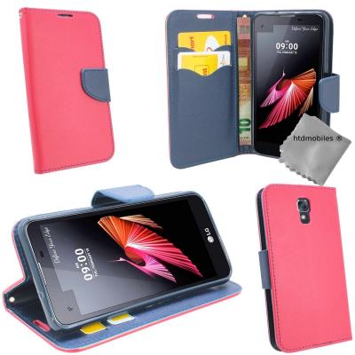 Housse etui coque pochette portefeuille pour LG X Screen - ROSE / BLEU