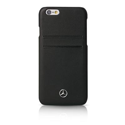Mercedes-benz pure line coque en cuir avec porte-cartes pour iphone 6 plus 6s plus noir