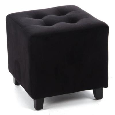 Pouf Leandre velours noir 35x35 cm