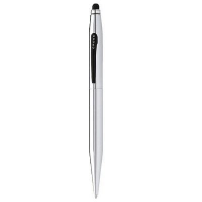 Stylo bille avec cadran croisé tactile bicolore 147331 argent