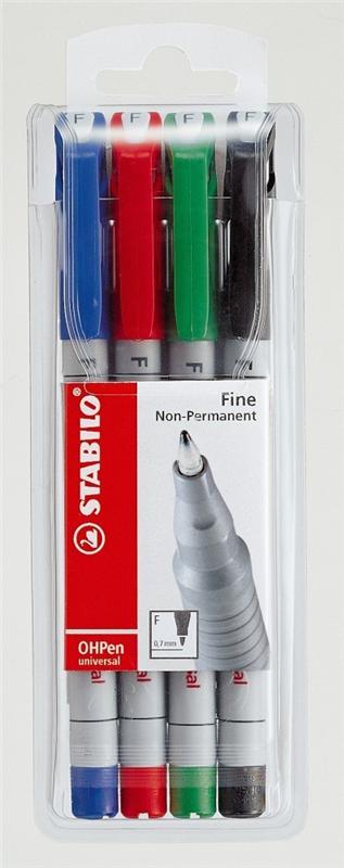 STABILO OHPen Universel Lot de 4 feutres pour rétroprojecteur hydrosolubles pointe fine - vue 2