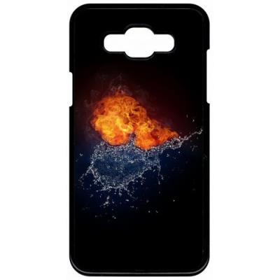 Coque samsung galaxy grand 3 duo de coeurs eau et flamme