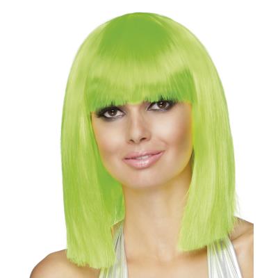 Perruque carré mi-long verte fluo femme