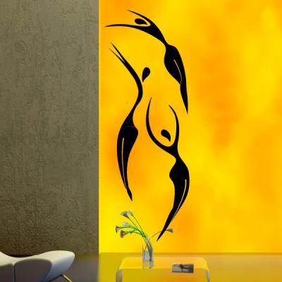 Pick and Stick Sticker Mural Trois danseuses - 150 x 45 cm, Noir
