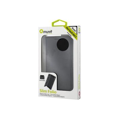 Muvit Slim Folio - Beschermende bedekking voor mobiele telefoon - zwart - voor Alcatel One Touch Idol S 6034R