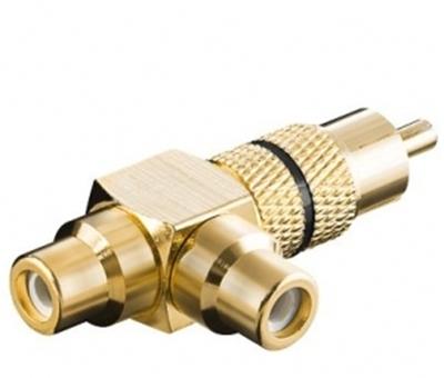Raccord T , diviseur/combineur, RCA 2 femelle/1 mâle