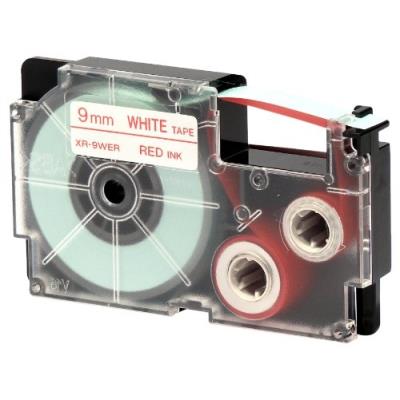Casio ruban label printer, 9 mm de large, 8 m long rouge sur blanc xr9wer1