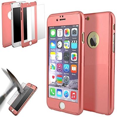 Coque Etui Housse Protection intégrale Rose Vitre Verre Trempé pour Apple Iphone 6 iPhone 6S